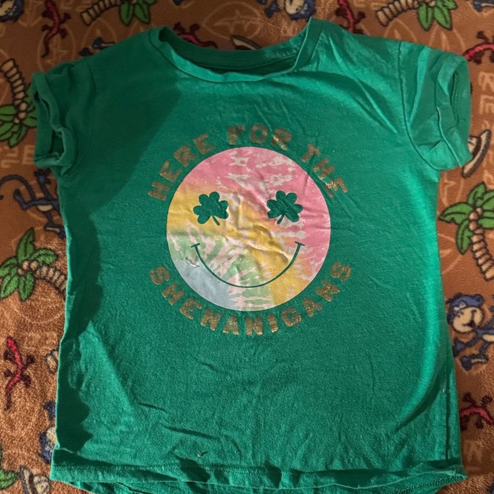 Kids Green 'Here for the Shenanigans' Graphic Tee